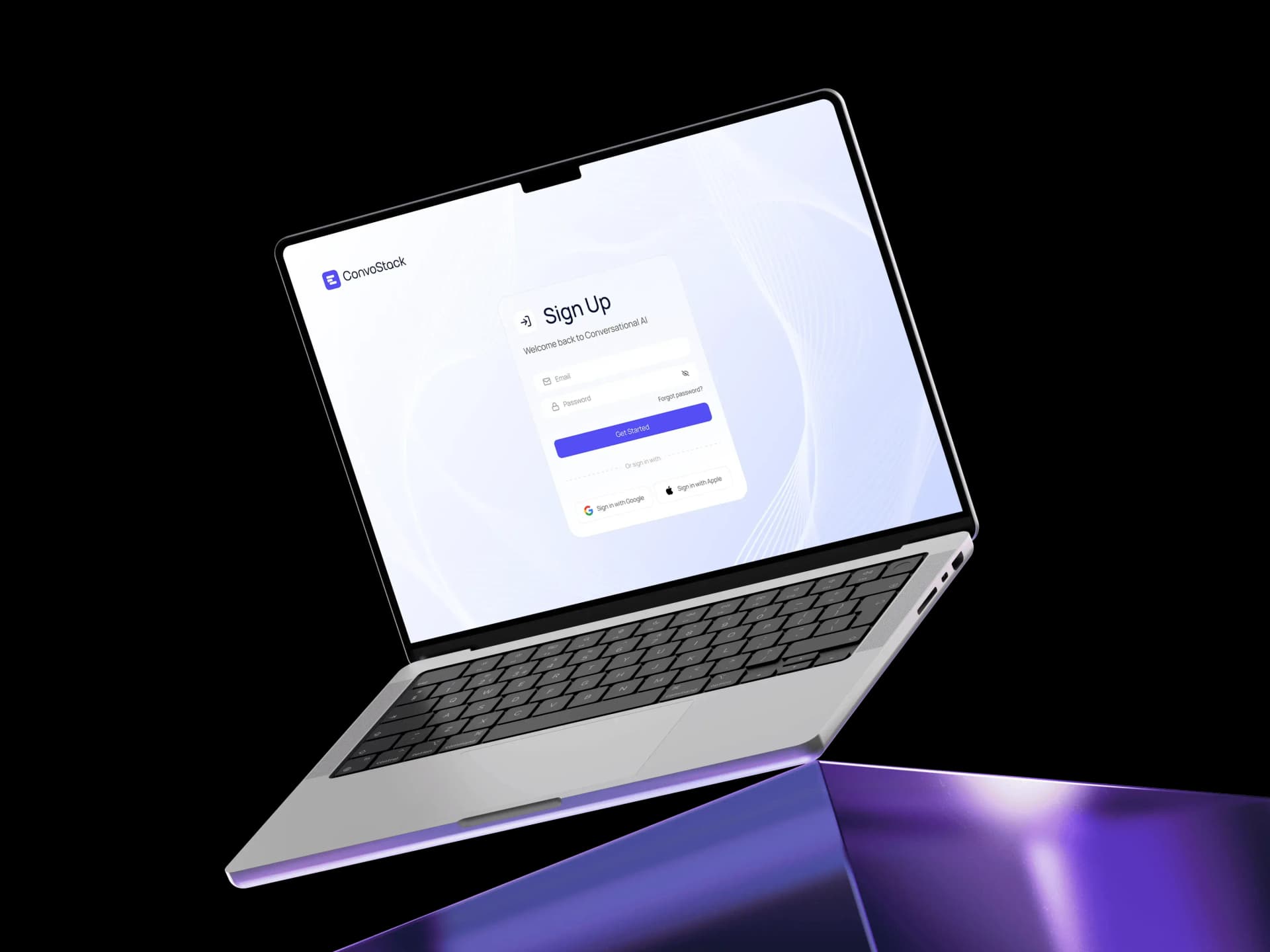 ConvoStack conversational AI interface on laptop